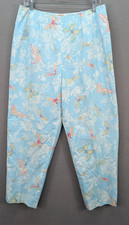 Talbots Pants Women's Butterfly Floral Print 100 Cotton Blue High Rise Size 14W