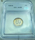 1939-S Mercury Dime ICG AU-58 colorful toning