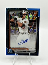 Stiven Martinez 2024 Bowman Chrome 1st Auto Blue RayWave /150 Orioles