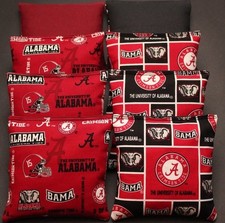 CORNHOLE BEANBAGS made w University of ALABAMA CRIMSON TIDE FABRIC 8 ACA Bags