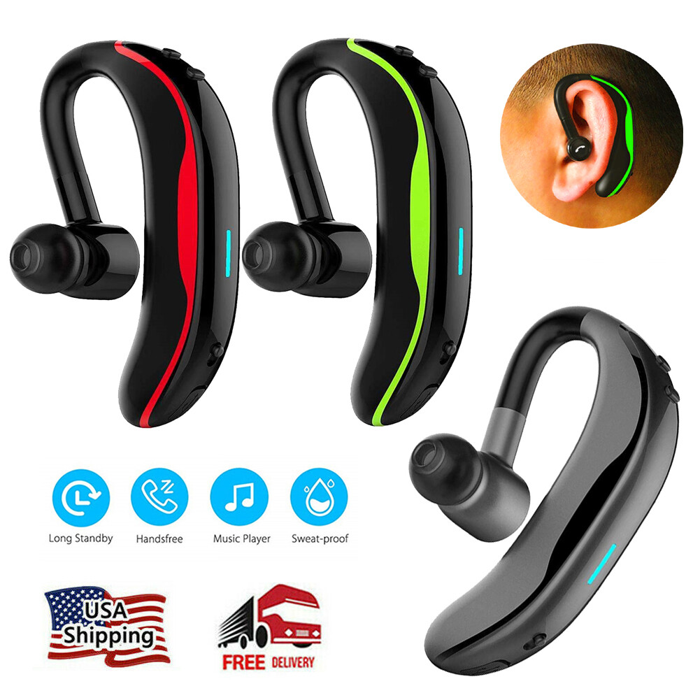 Bluetooth Wireless Headset Sports Ear Hook Earpiece Hand-Free Call Headphone