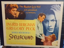 Title Card 1945 SPELLBOUND Hitchcock Ingrid Bergman Gregory Peck amnesia classic
