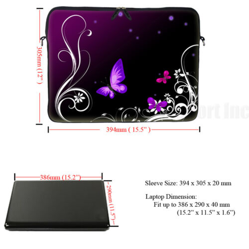 15" 15,6" Neopren Laptop Computer Tasche mit Schultergurt & passender Haut 2702 - Bild 3 von 4