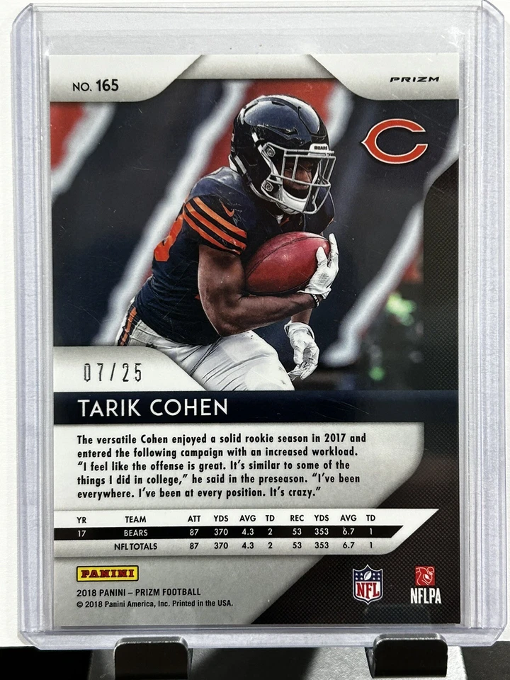 2018 Panini Prizm Football Tarik Cohen 165 Blue Camo Prizm /25 Chicago Bears - Image 2 of 2
