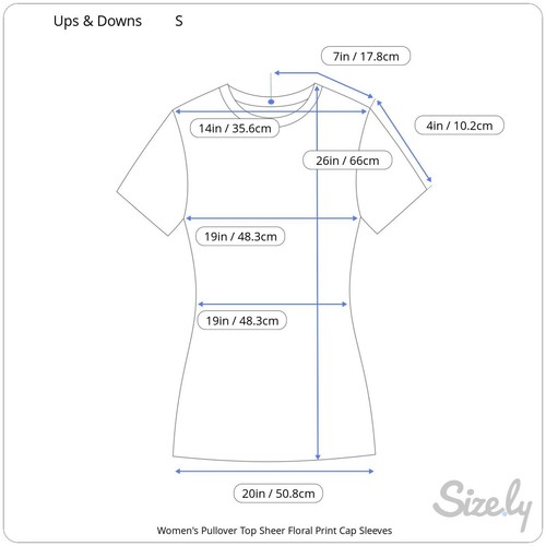 Ups & Downs Damen Top Gr. S / M transparent Blumenmuster Flügelärmel Schlüsselloch hinten - Bild 11 von 12