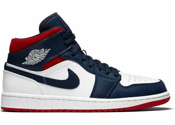 air jordan 1 mid navy blue and white