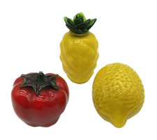 VTG Hand Blown Art Glass Fruits Vegetables Lot of 3 Murano Style Decor C READ