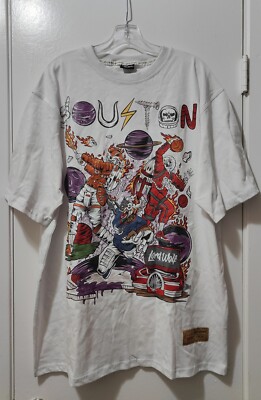 Lord Wolf Men's White ''Houston'' Graphic T-shirt Size 2XL