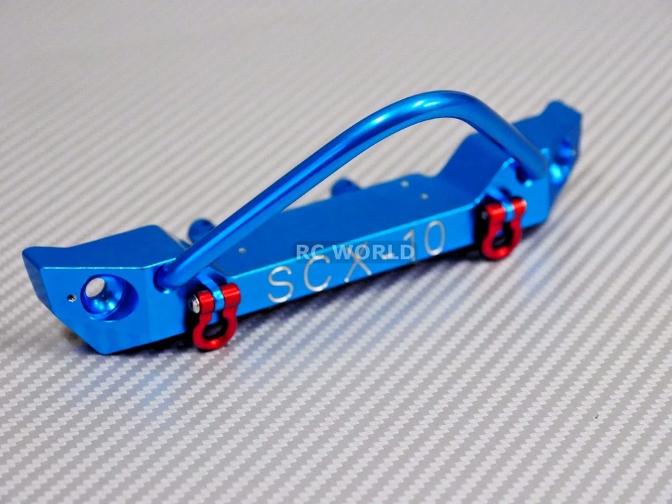 For Axial SCX10 RC Truck Front BULL NOSE Metal BUMPER w/ Metal Shackles -BLUE- - Image 3 of 4