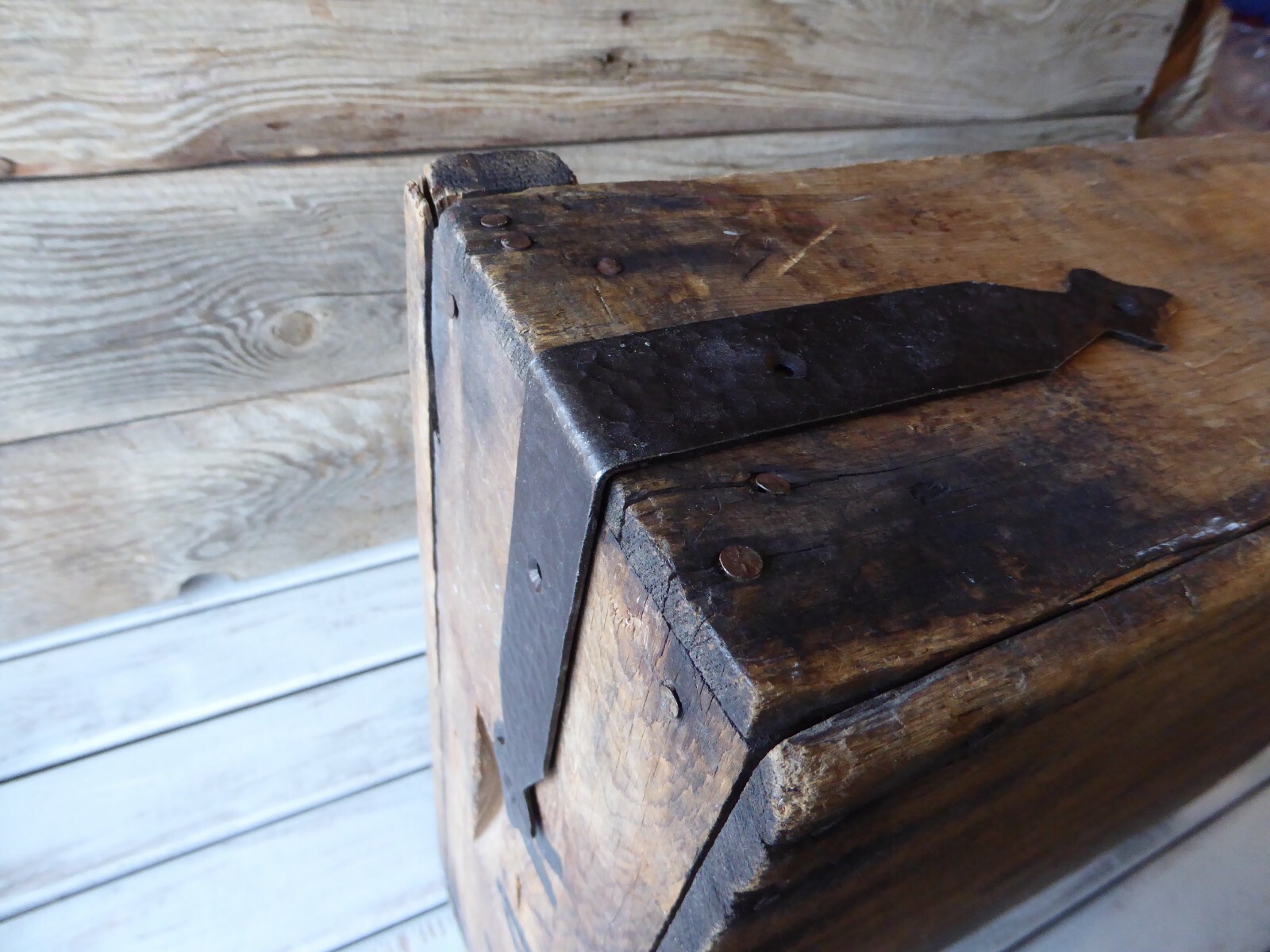 Large Corner Brace Forged Hammered Metal Decorative  90 degree Trunk Strap DIY 