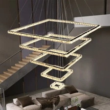 Modern Luxury Crystal Square Layers Pendant Light Ceiling LED Light Livingroom
