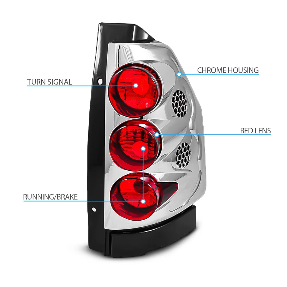 Par de luces traseras de freno cromadas Fit GMC Envoy/2002-2006 Envoy XL 2002-2009 Foto 4 de 4