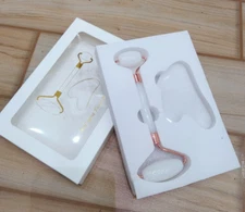 Natural White Quartz Massage Roller Gua Sha Set  White Quartz  Face Roller