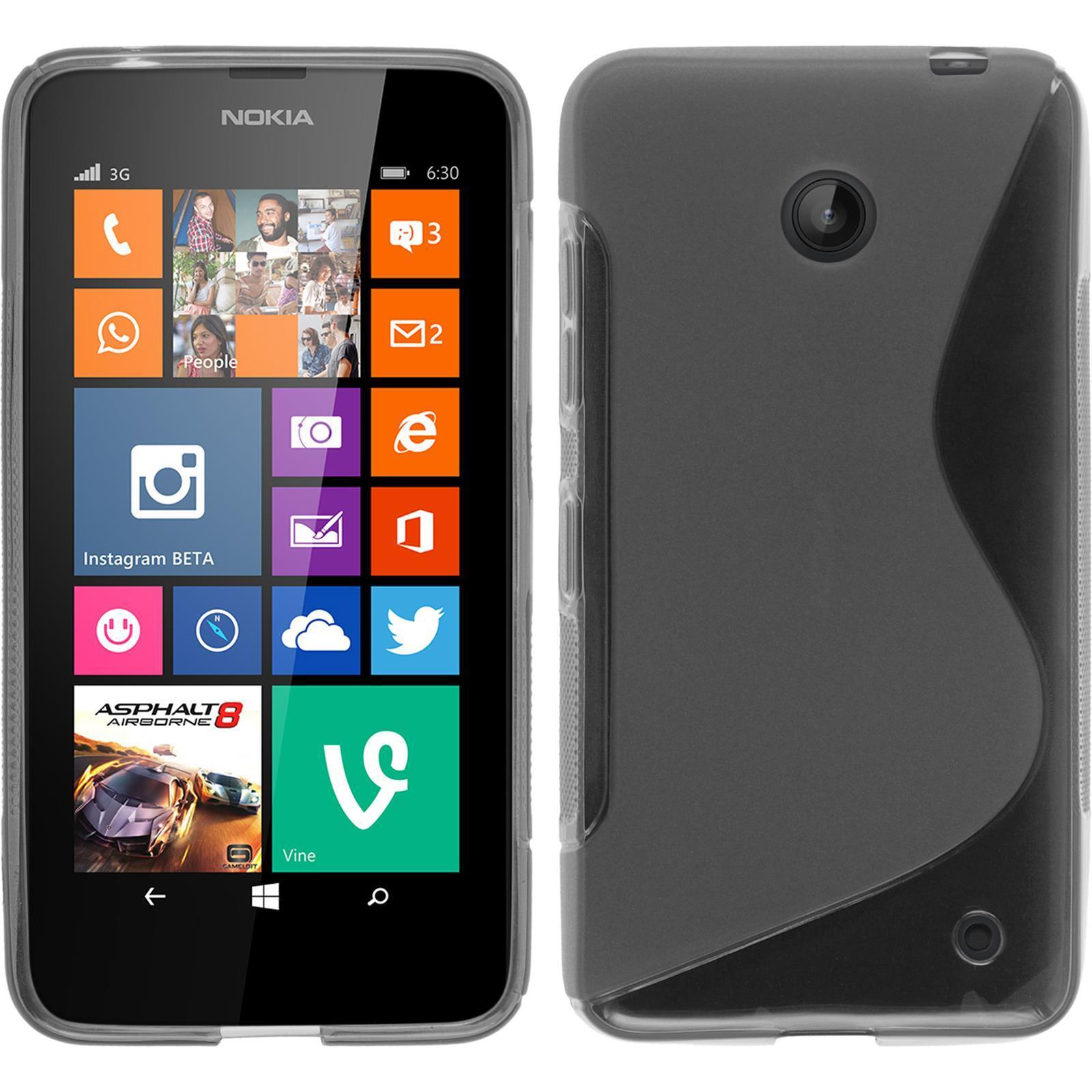 Silikon Hülle für Nokia Lumia 630 grau S-Style 2 Schutzfolien