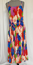 Sam Edelman Womens Multicolor Kaftan Pleated Floral Print Dress Size L