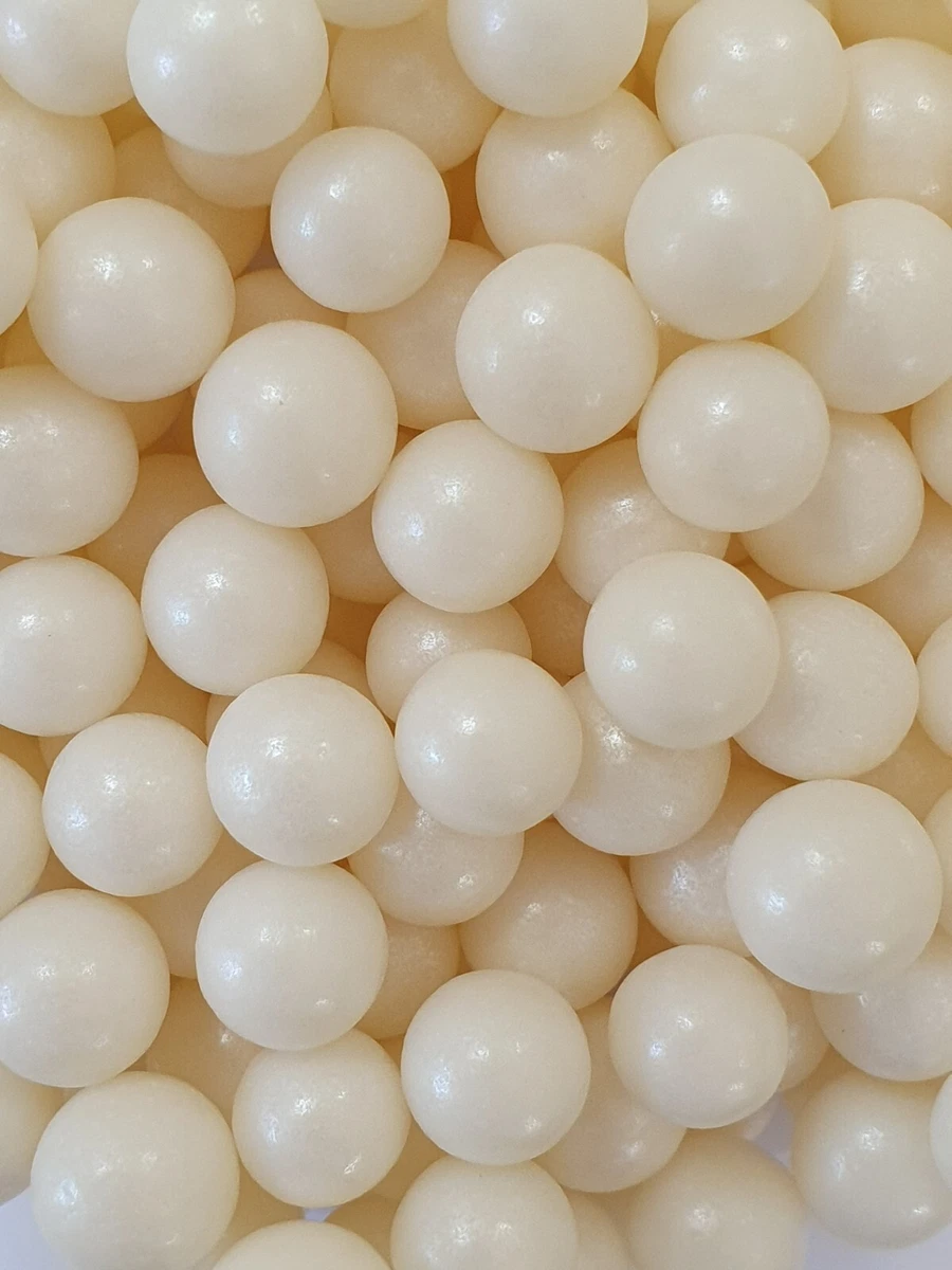 White Pearl 10mm Edible Sugar Pearls/ Dragée Balls - 50g