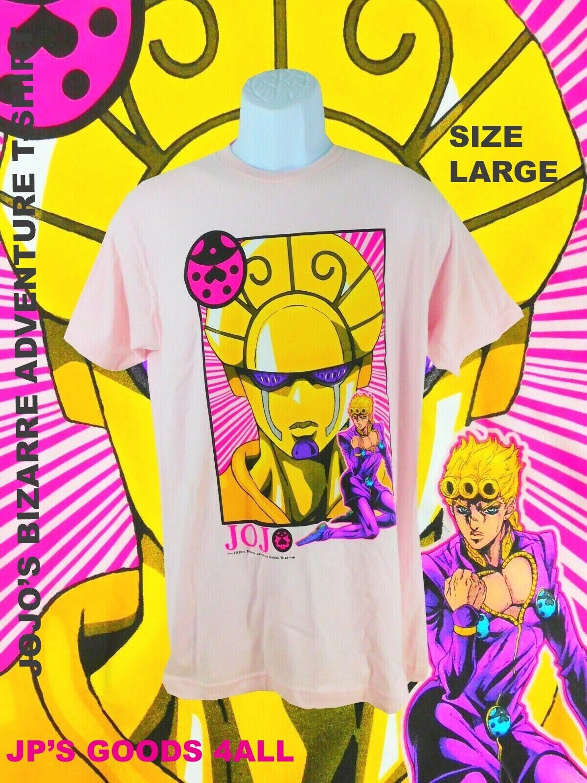 New JoJo's Bizarre Adventure Golden Wind Pink T-Shirt Japanese Manga Anime  Sz L | eBay