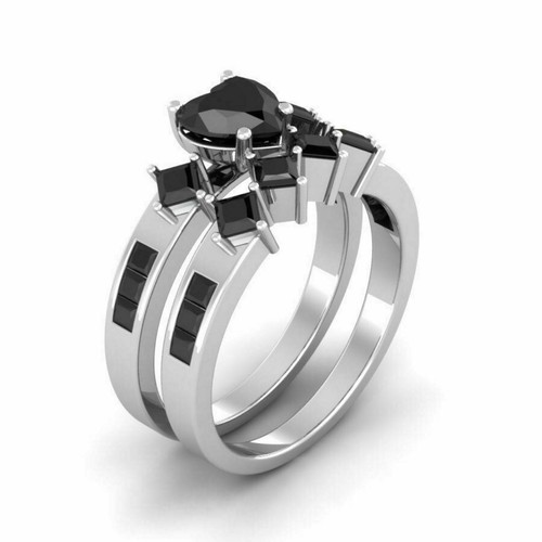 Unique Style Rings 2.00Ct Black Heart 