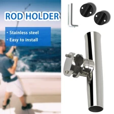 Stainless steel Clamp on Boat Fishing Rod Holder for Rail 1-1/4" to 2" Rod Pod