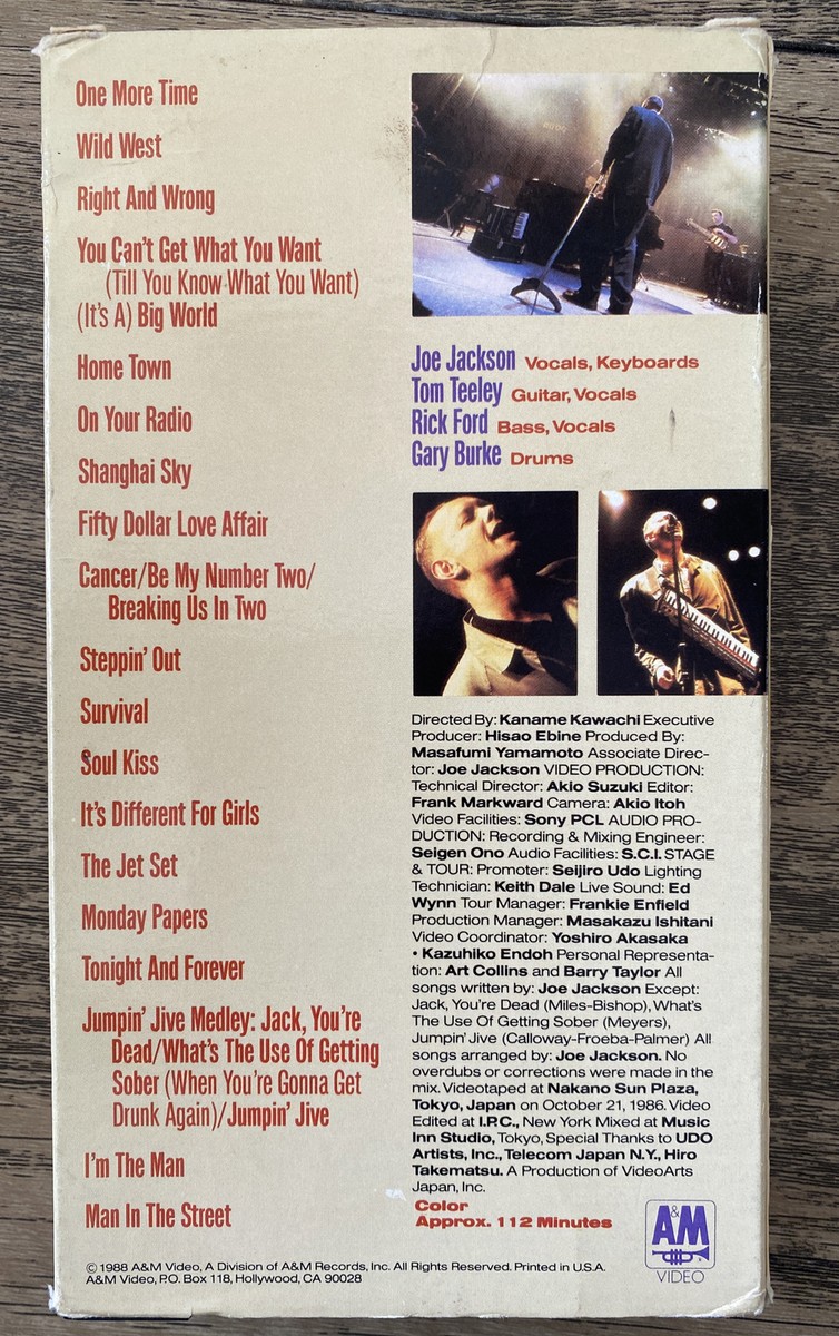 (未使用･未開封品)Joe Jackson ?? Live In Tokyo (VHS) Joe Jackson Live In Tokyo VHS Tape Used B2G1FREE | eBay