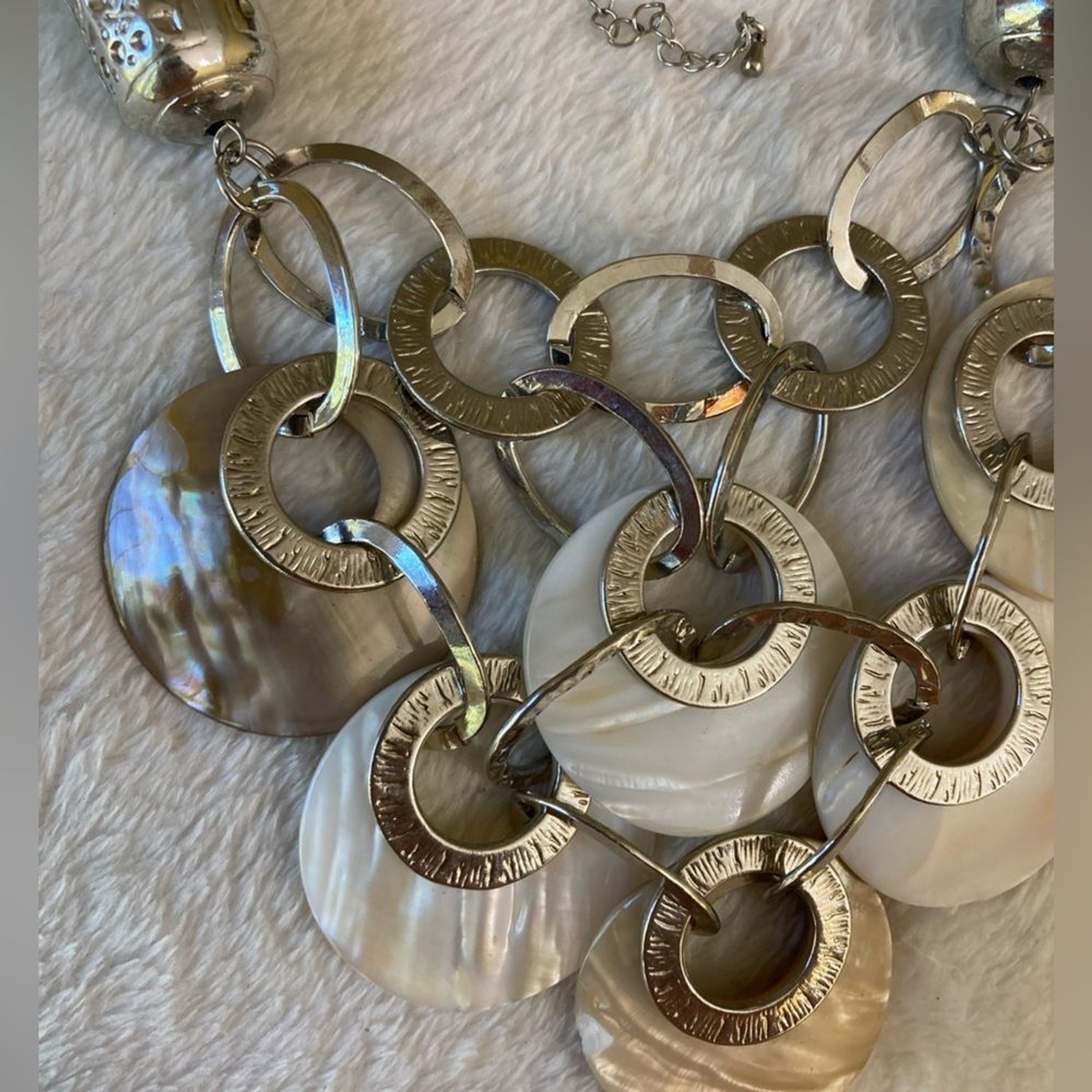 Multi Link Shell Bib Statement Necklace Vintage - image 7