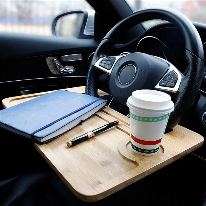 Portable Laptop Bamboo Desk and Tray car steering wheel eating tray table