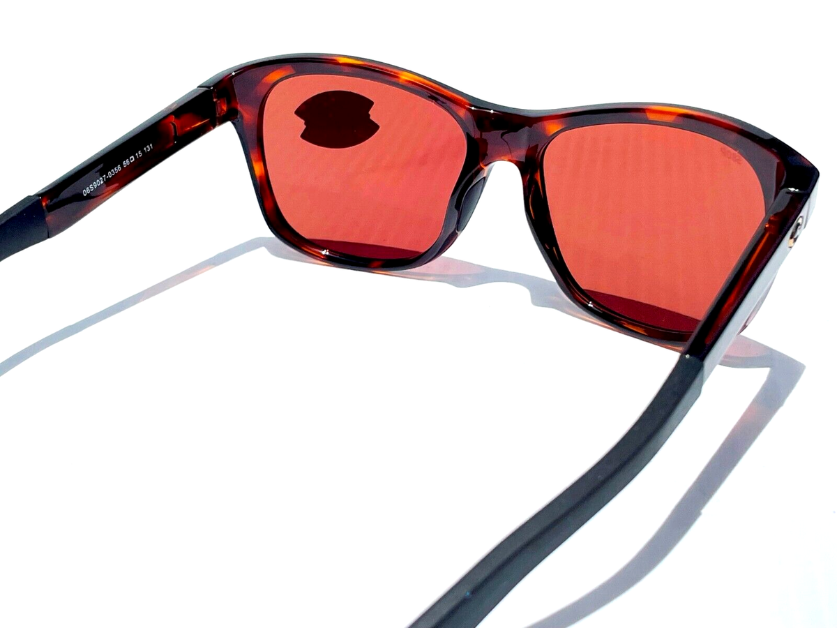 NEW COSTA DEL MAR women\'s vela rectangle sunglasses in shiny tortoise/copper Costa Del Mar Vela Sunglasses Shiny Tortoise/Blue Mirror  main image 2