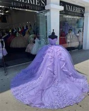 Lavender Ruffels Lace Appliques Quinceanera Dresses Ball Gown Sweet 16 Dresses