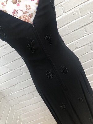 Robe Longue Vintage Dorothy Perkins Noire à Perles - Taille 12 UK, Style Années 20 Gatsby, Occasion Très Bon état