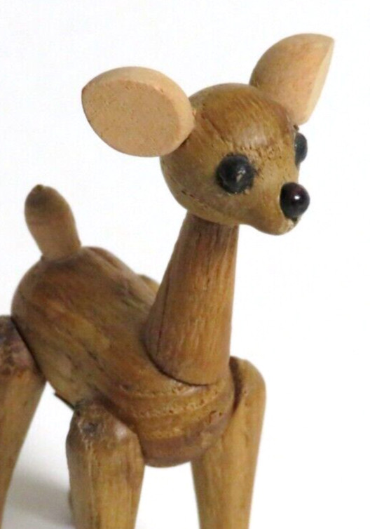Vintage Zoo Line Match Box Wooden Articulated Deer Figure Wood Animal Japan