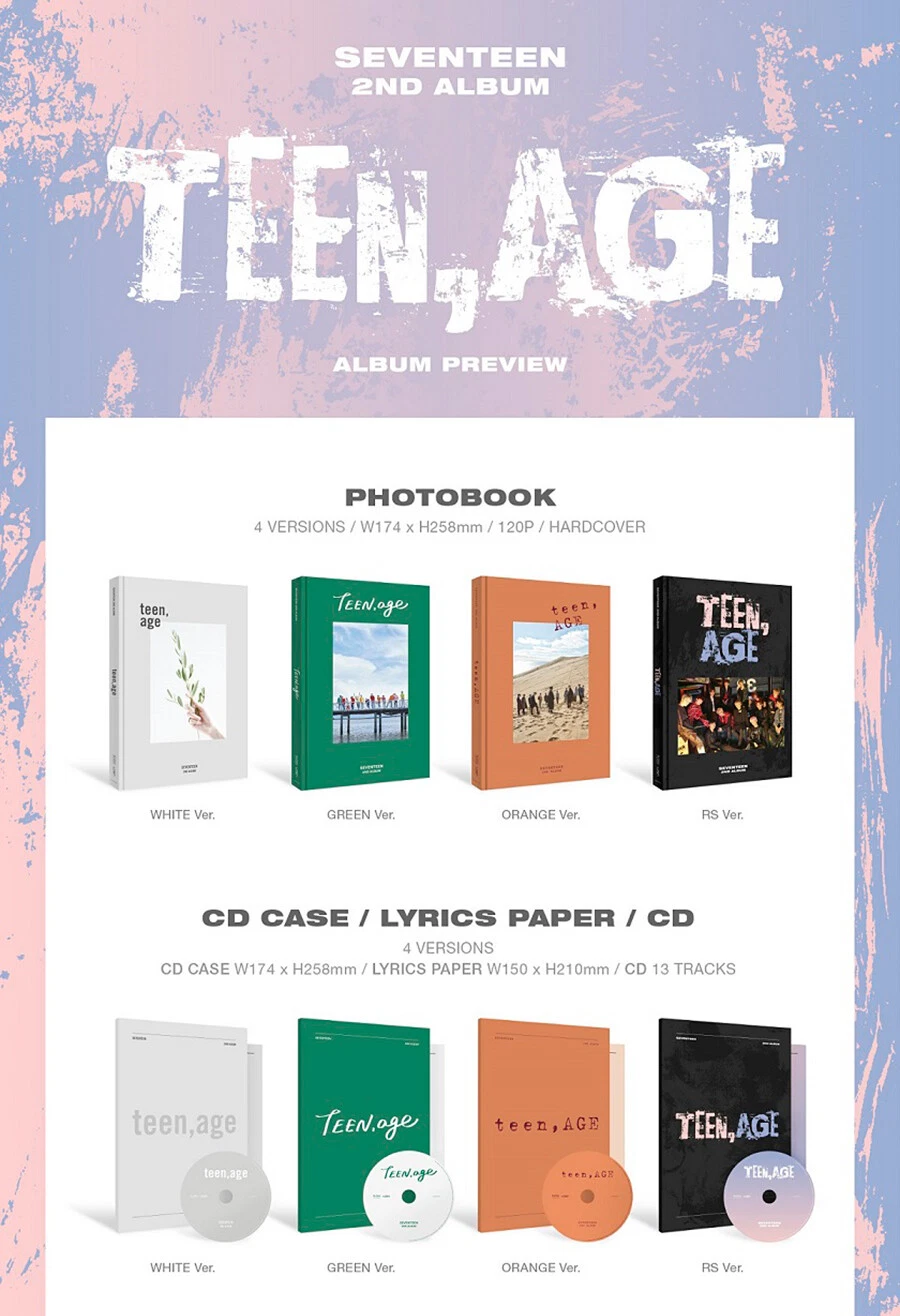 SEVENTEEN [TEEN, AGE] 2nd Album CD+Photo Book+Card+Stand+Poster+