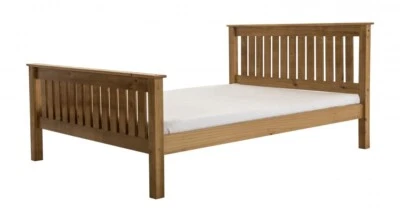 MANILLA PINE WOODEN BED SLATTED HEADBOARD DESIGN SINGLE DOUBLE KINGSIZE MATTRESS