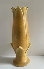 Vtg Pottery Royal Heager Tall Tulip Vase MCM 15” orange yellow green