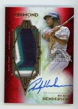 Rickey Henderson 2021 Topps Diamond Icons Red Autograph Patch Card #AJP-RHE 2/5