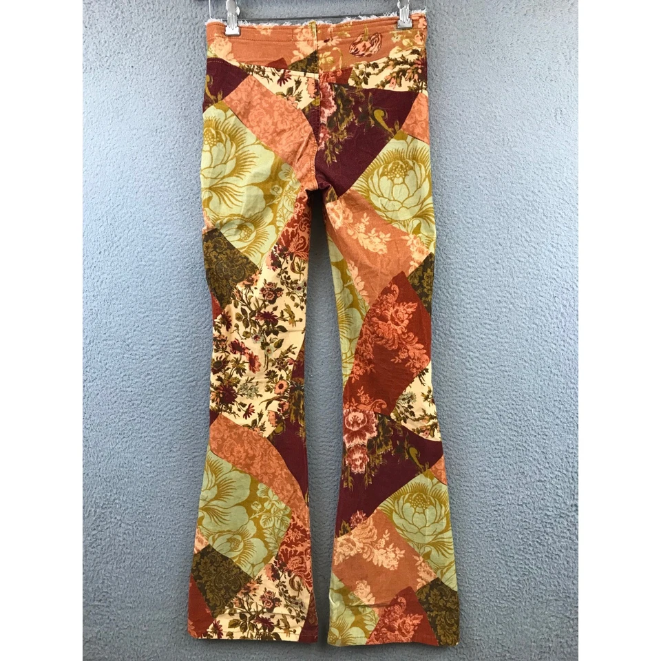 Urban Outfitters Patchwork Floral Flare Pants Size 26 Bell Bottom Boho - Image 2 of 4