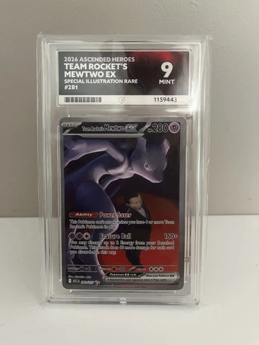 Ace Grading 9 Mint Team Rocket's Mewtwo ex 281/217 SIR Foil Pokémon TCG