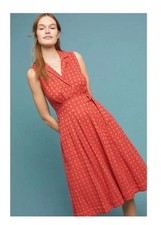 Anthropologie Elm Eyelet Lace Womens Dress Size 6 Sleeveless Coral Cottagecore