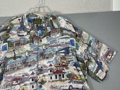 Transit Bus Shirt Mens 2XL Multicolor Hawaiian Short Sleeve Button Up Blumenthal