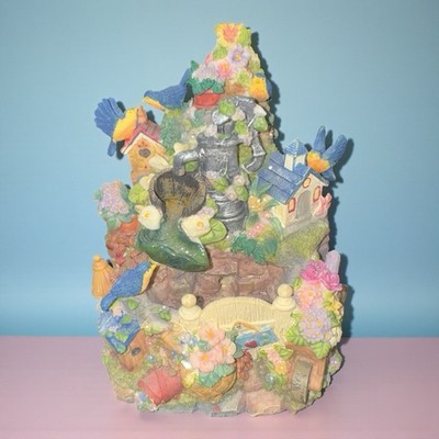 Water Fountain Bird Houses Flowers Birds Sound Machine Waterfall Resin