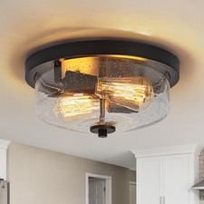 Black Flush Mount Ceiling Light Farmhouse Outdoor Porch Light Fixtures With S...