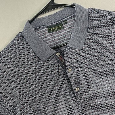 Bobby Jones Collection Golf Polo XL Italy Made Blue Argyle/Diamond Knit Shirt