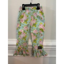 MATILDA JANE Pants Girls Size 4 Pink Roses Big Ruffles Hem Floral Hello Lovely