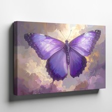 Wall Art Canvas a Close Up Fantasy Depiction of a Glowing Purple Butterfly