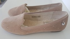 UGG BALLET FLATS SLIPPERS UK 5.5 US7 EU38 suede brown diamanté sherpa lining