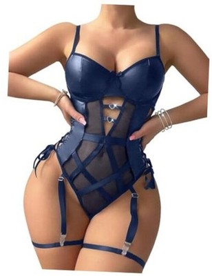 fleur du mal garter belt Karah Dark Blue Garter Belt, XS-4X main image 1