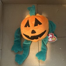 Ty Beanie Buddy PUMKIN 1999 Release Retired Pumpkin 14  MWMT'S in Tag Protector