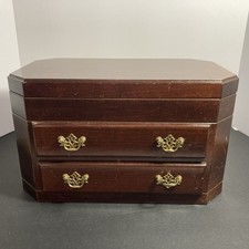 Vintage Wooden Jewlery Box With Mirror And Two Drawers. 8x14