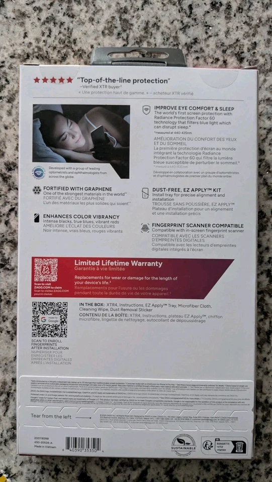 ZAGG Glass XTR4 for Google Pixel 10 Pro XL Blue Light Screen Protector  - Image 2 of 3