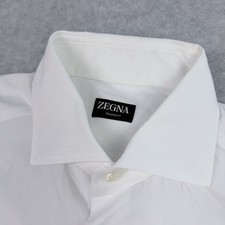 ZEGNA Shirt Mens 17 43 White Cotton Long Sleeve Button Up Ermenegildo Zegna