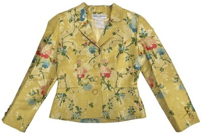 Oscar De La Renta Balmain Ivoire Silk Brocade Ladies Suit Jacket Blazer Size 42